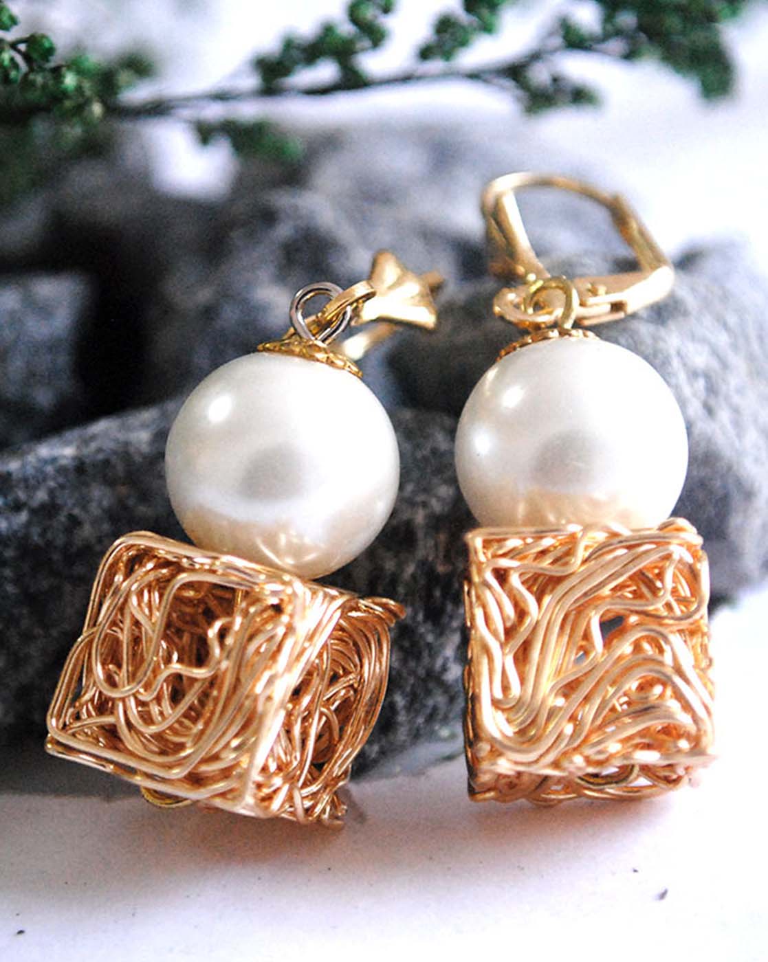 Gold Ice Cubes Earrings