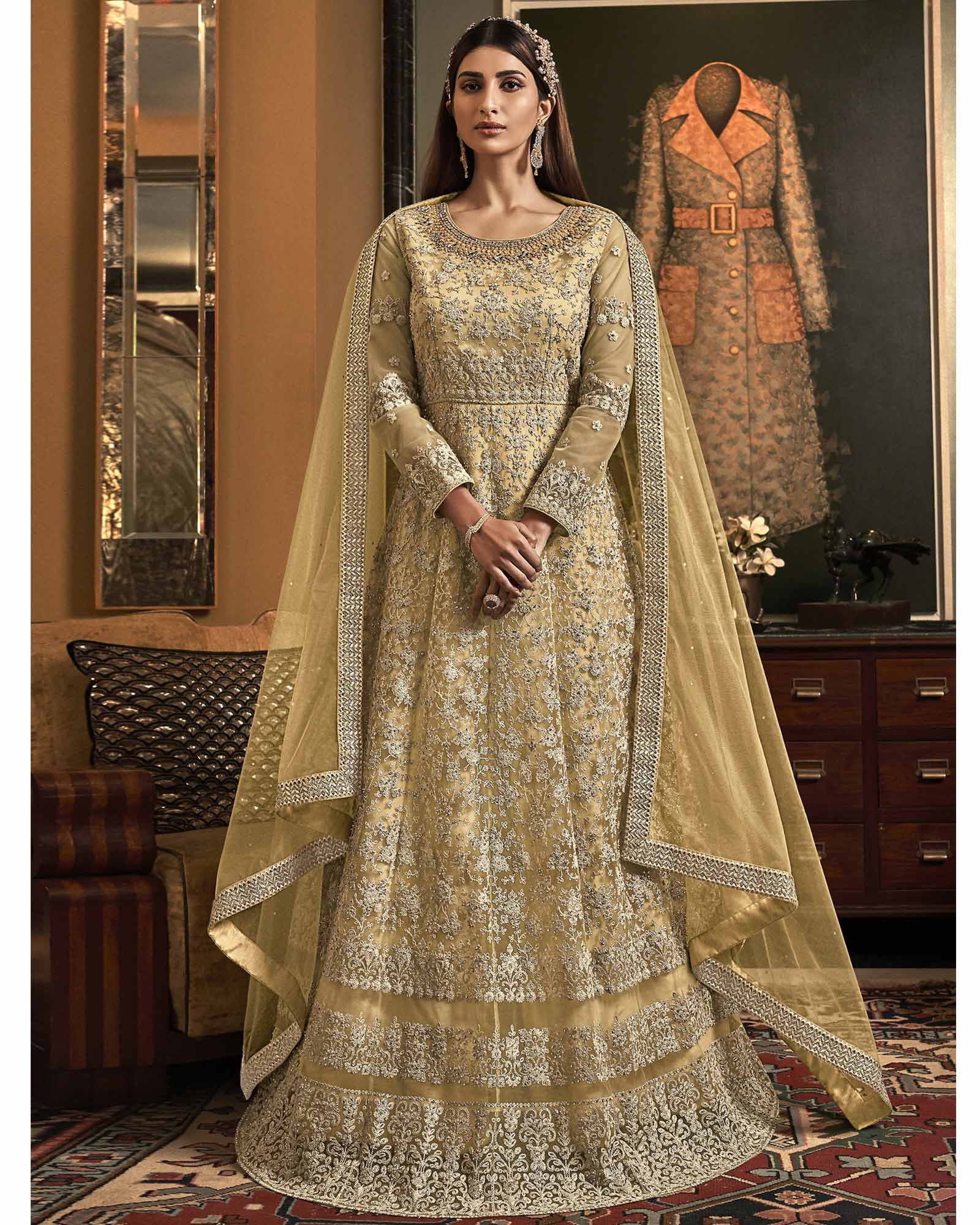 Yellow Designer Semi Stitched Salwar Suit with Dupatta