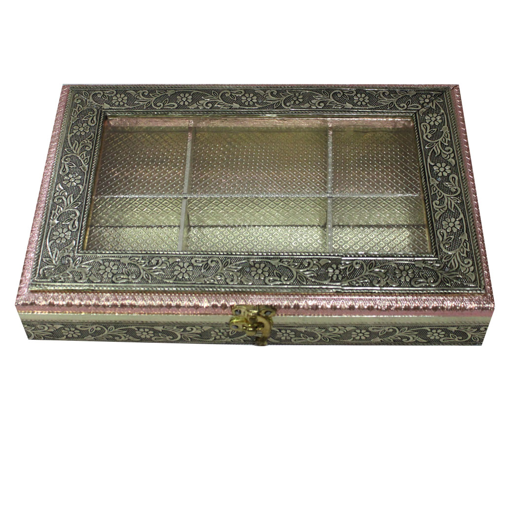 Dry Fruit Box Rectangle Copper Oxidised (8*12*2 Inches)