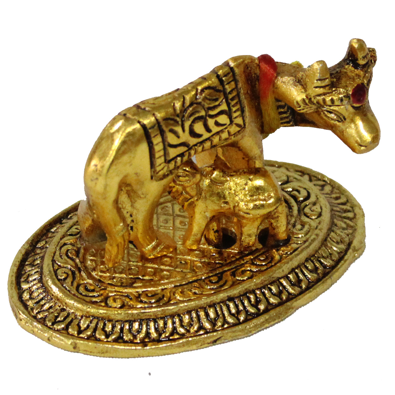 Metal Gold Cow with Calf