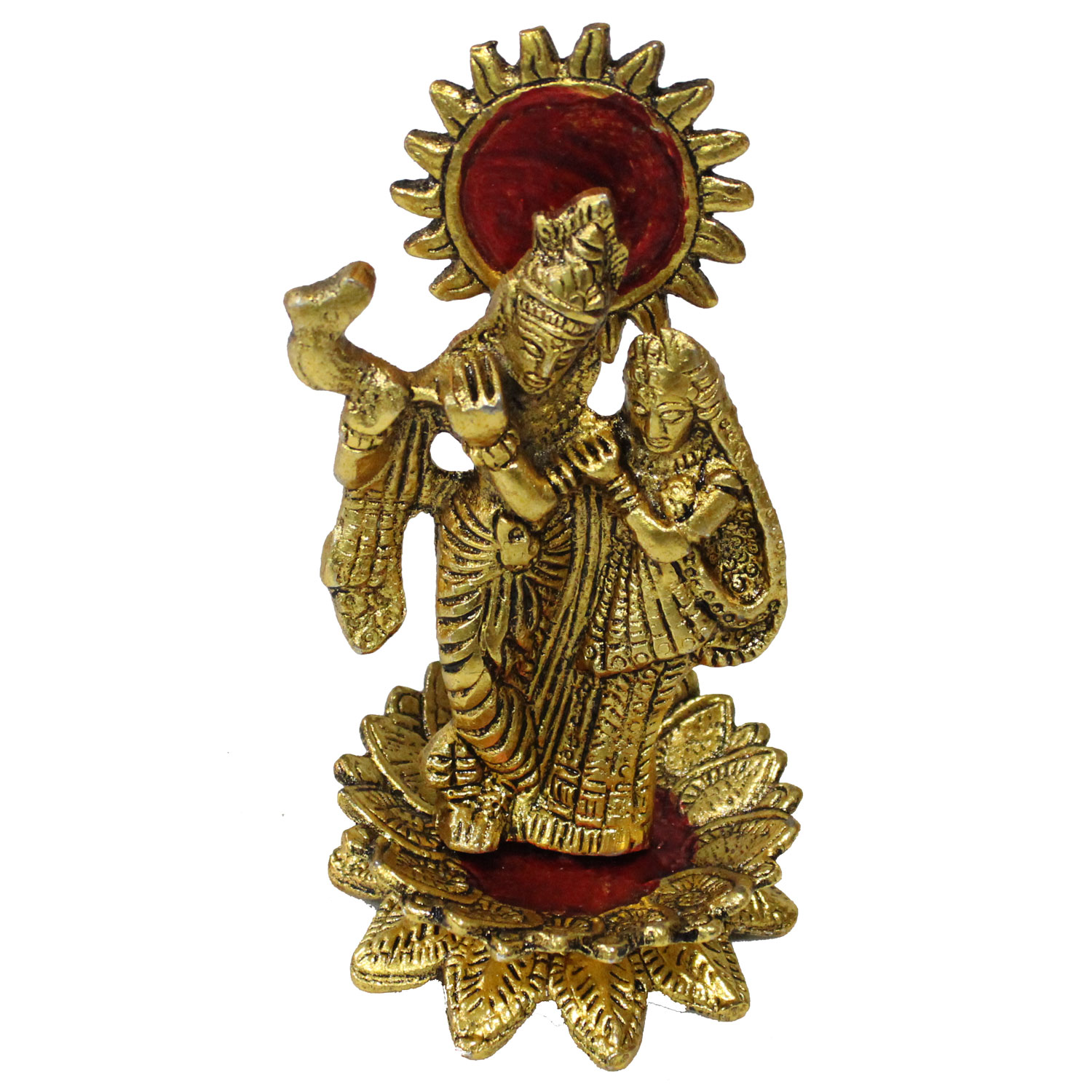 Metal Gold Radha Krishna on Lotus