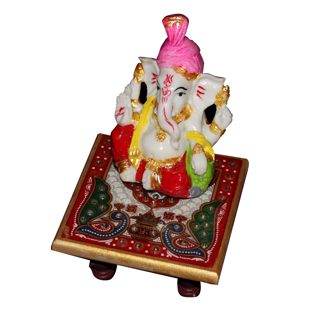 Pagdi Ganesh on Marble Chowki