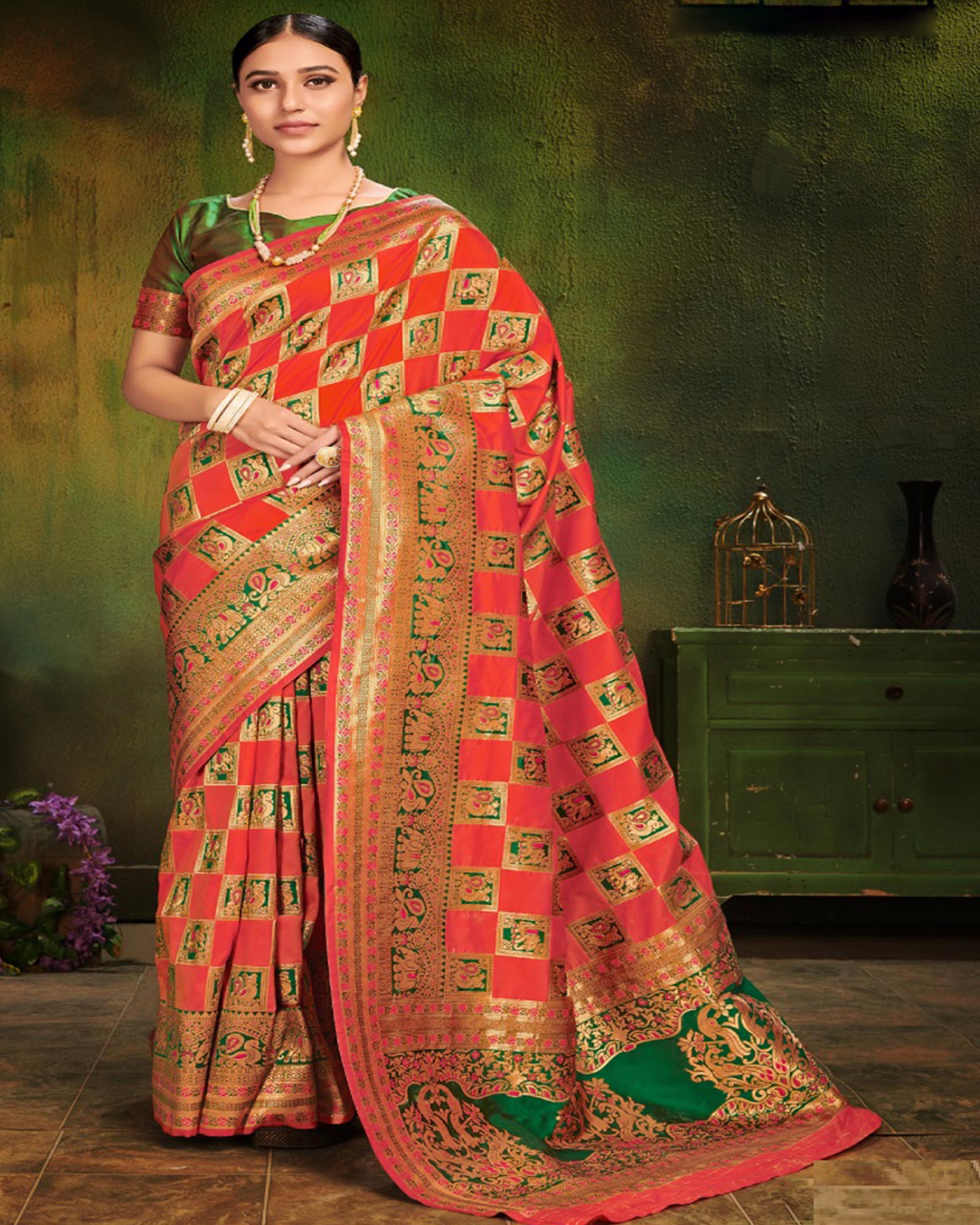 Orange Color Patola Silk Traditional Saree