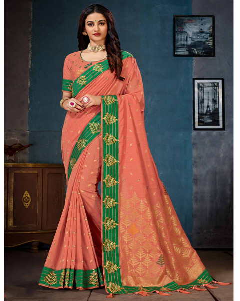 Buy online Women's Polka Dots Peach Colored Saree With Blouse from ethnic  wear for Women by Trendy Store for ₹799 at 70% off | 2024 Limeroad.com