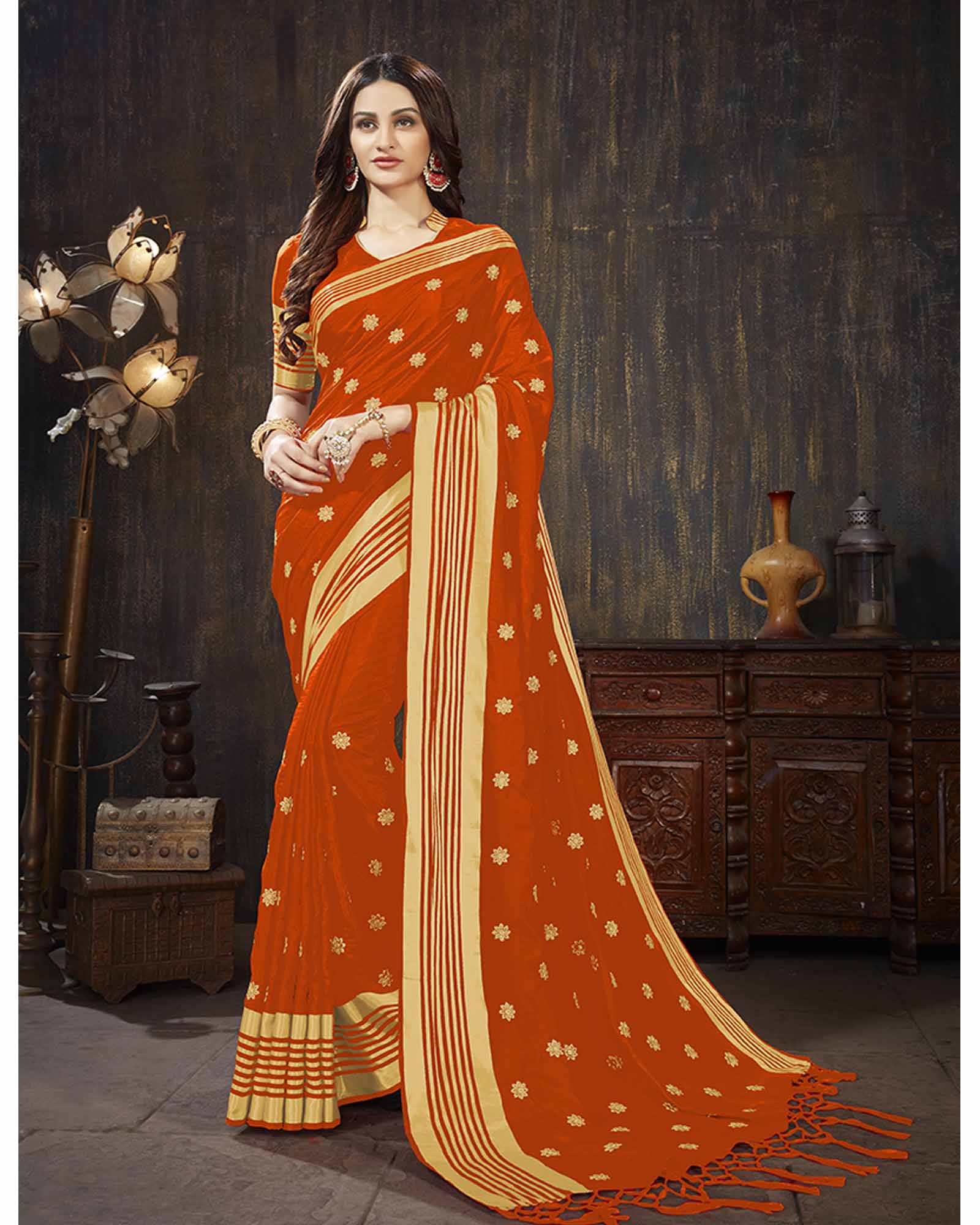 Sambalpuri Pata Saree In Dark Blue And Dark Orange Color In Small Leaf  Design With Silver Color Border With Blouse Piece. at Rs 16499 | Sonepur|  ID: 25416774762