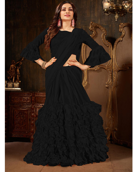 Buy Amazing Black Sequins Georgette Reception Wear Saree - Zeel Clothing-sgquangbinhtourist.com.vn