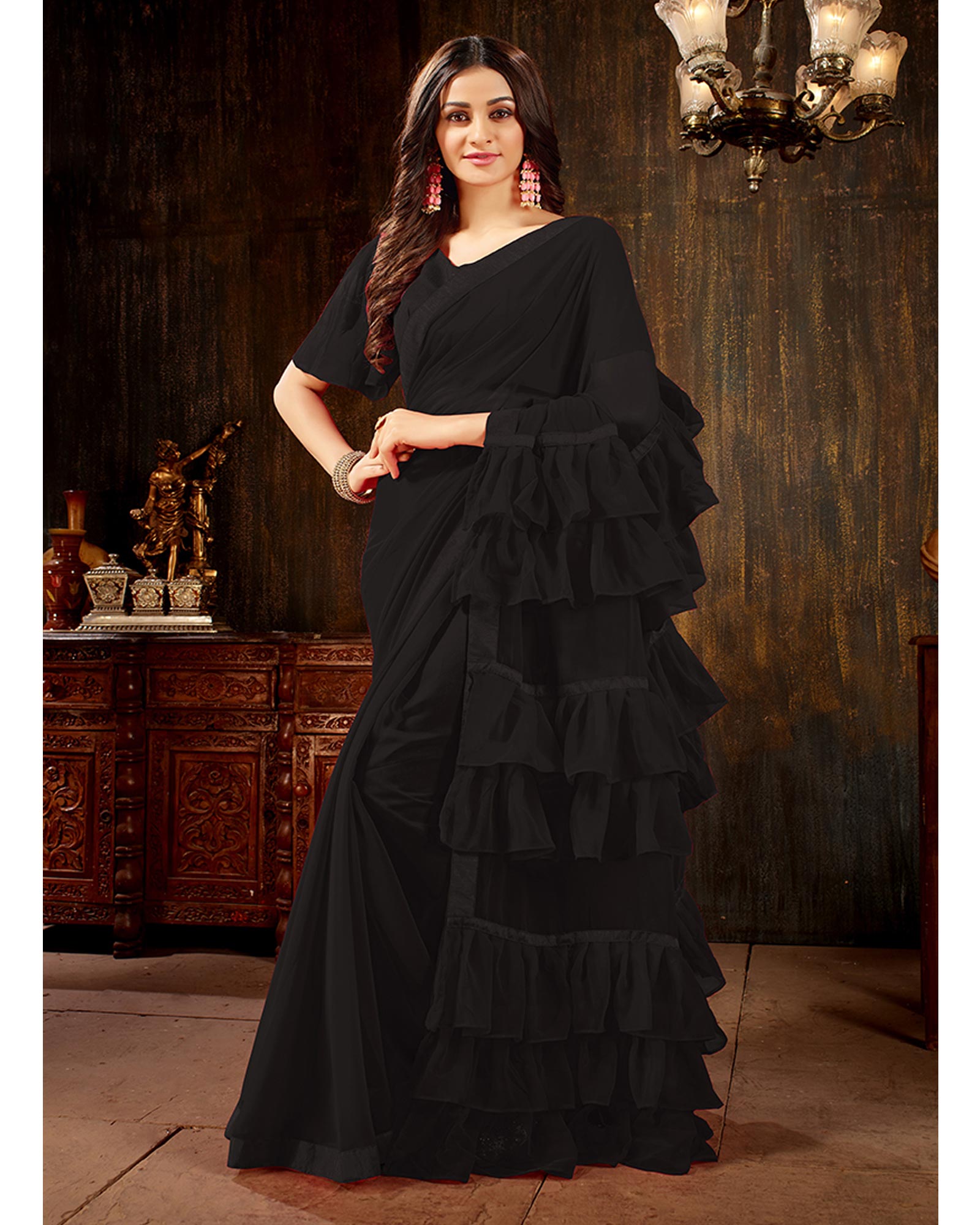 Buy Black Sarees for Women by HARPITA Online | Ajio.com
