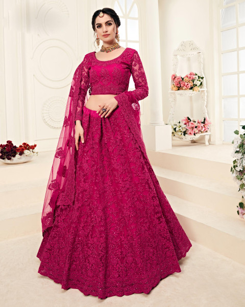 Rani Pink Semi-Stitched Designer Lehenga Choli With Dupatta
