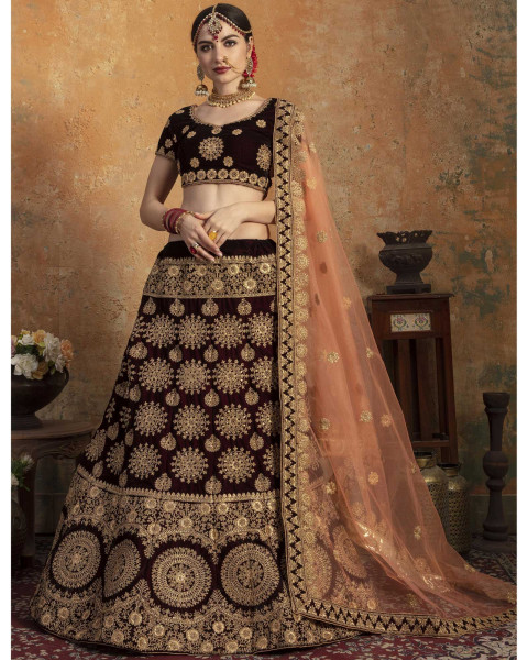 Buy Leheriya Maroon Bridal Wear Lehenga Choli Online for Women in USA