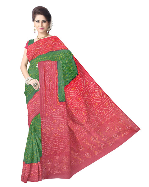 Red And Green Color Banarasi Georgette Saree