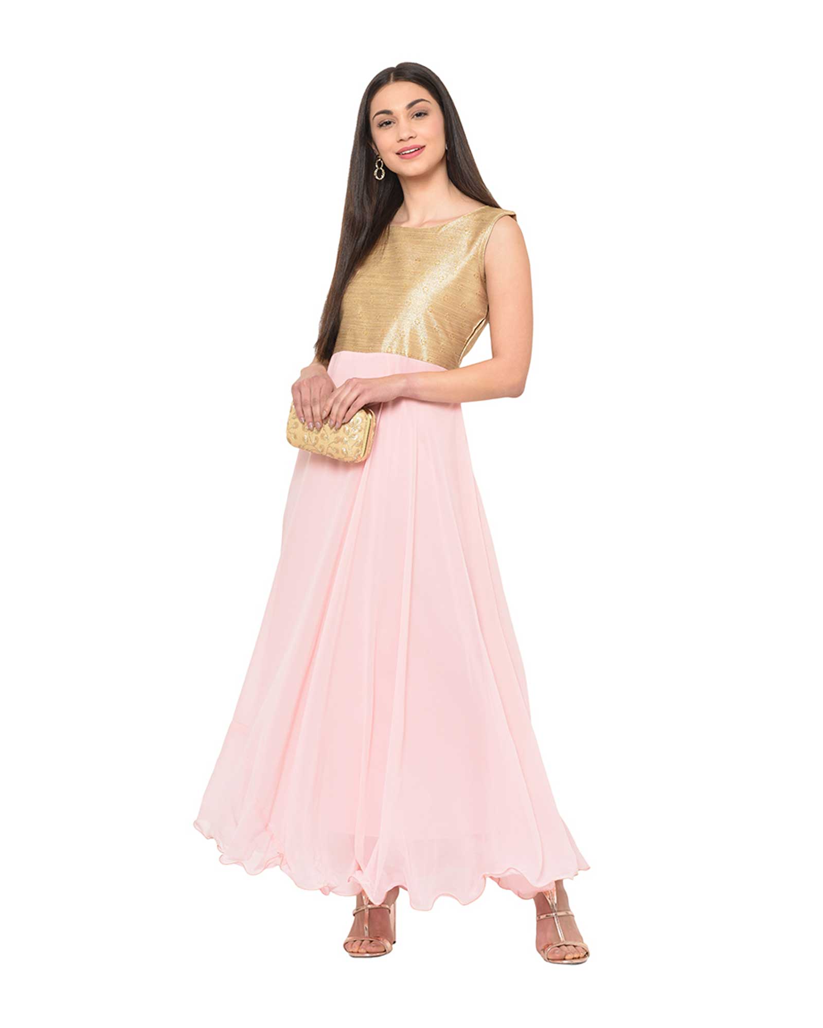 Baby Pink Gown Indo Western Top