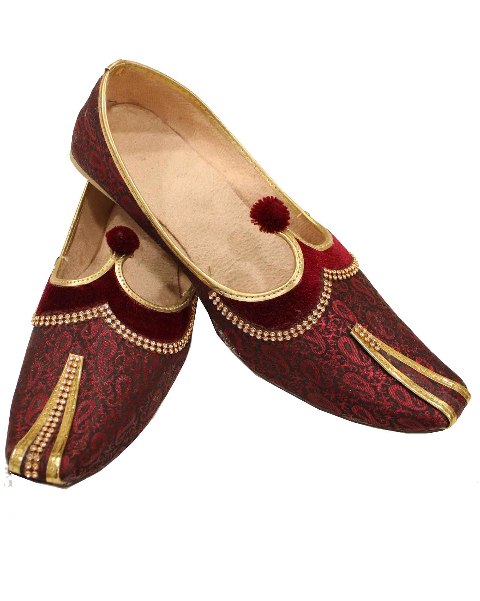 Maroon Silk and Velvet Mojri - MJ021