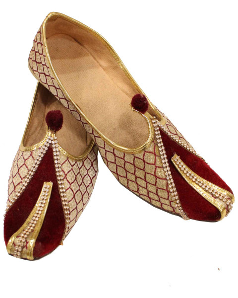 Punjabi Jutti For Men's Traditional Mojaris Shoes Cream Gold Wedding For Groom Indian Handmade Ethnic Jooti Shoes Mens Shoes Juttis & Mojaris 