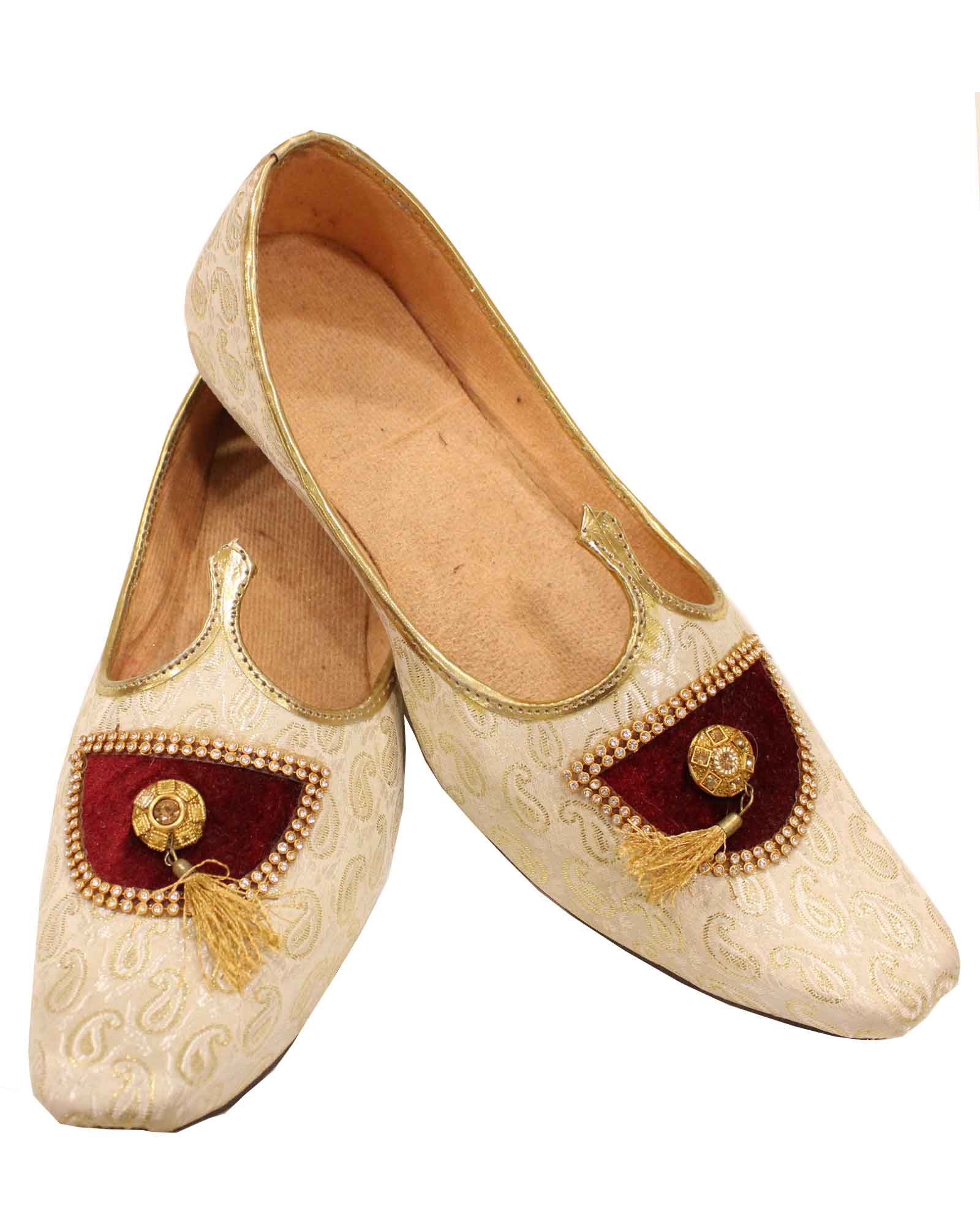 Cream mojri with Maroon front - MJ025