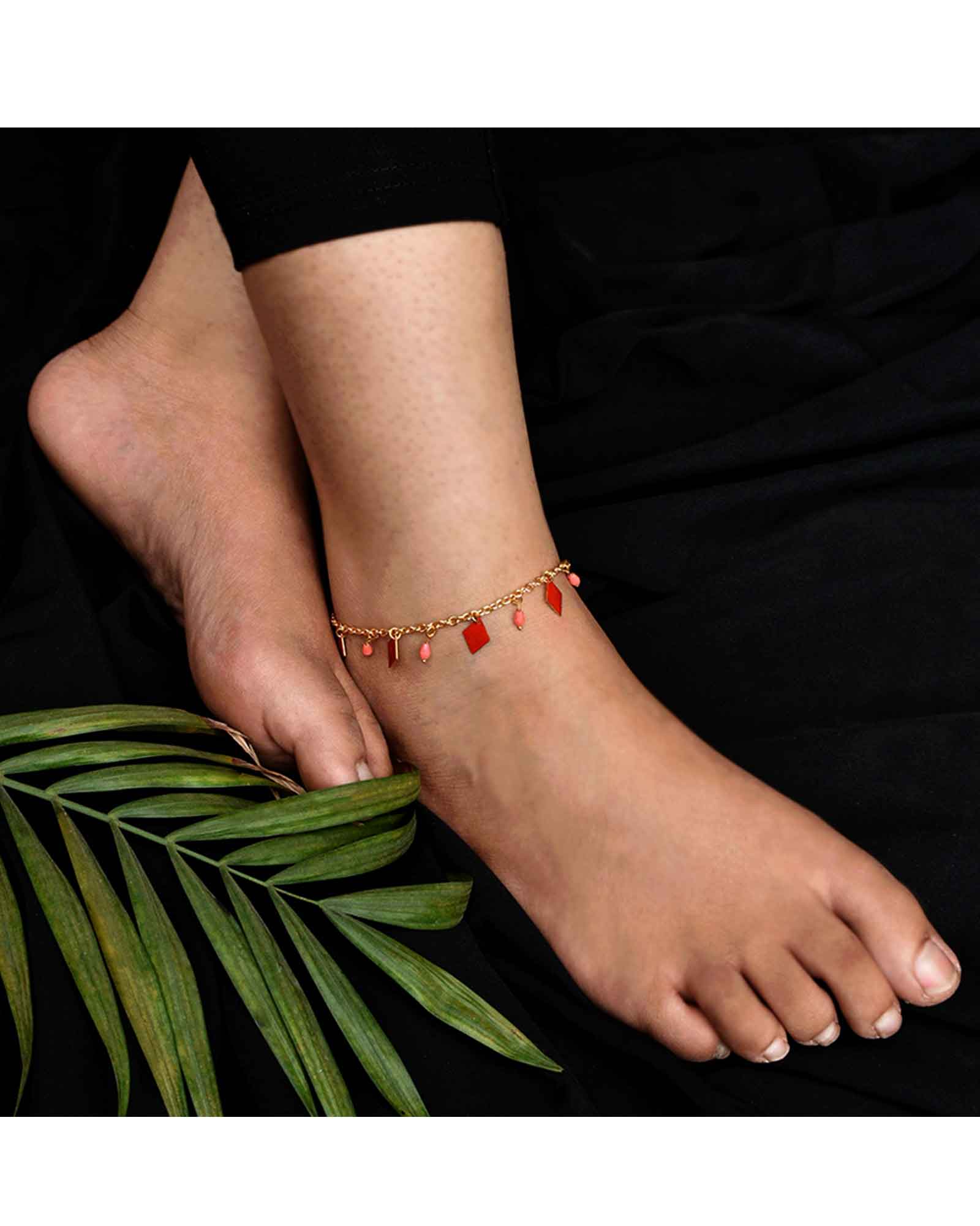 Red Enamel Chain Anklet