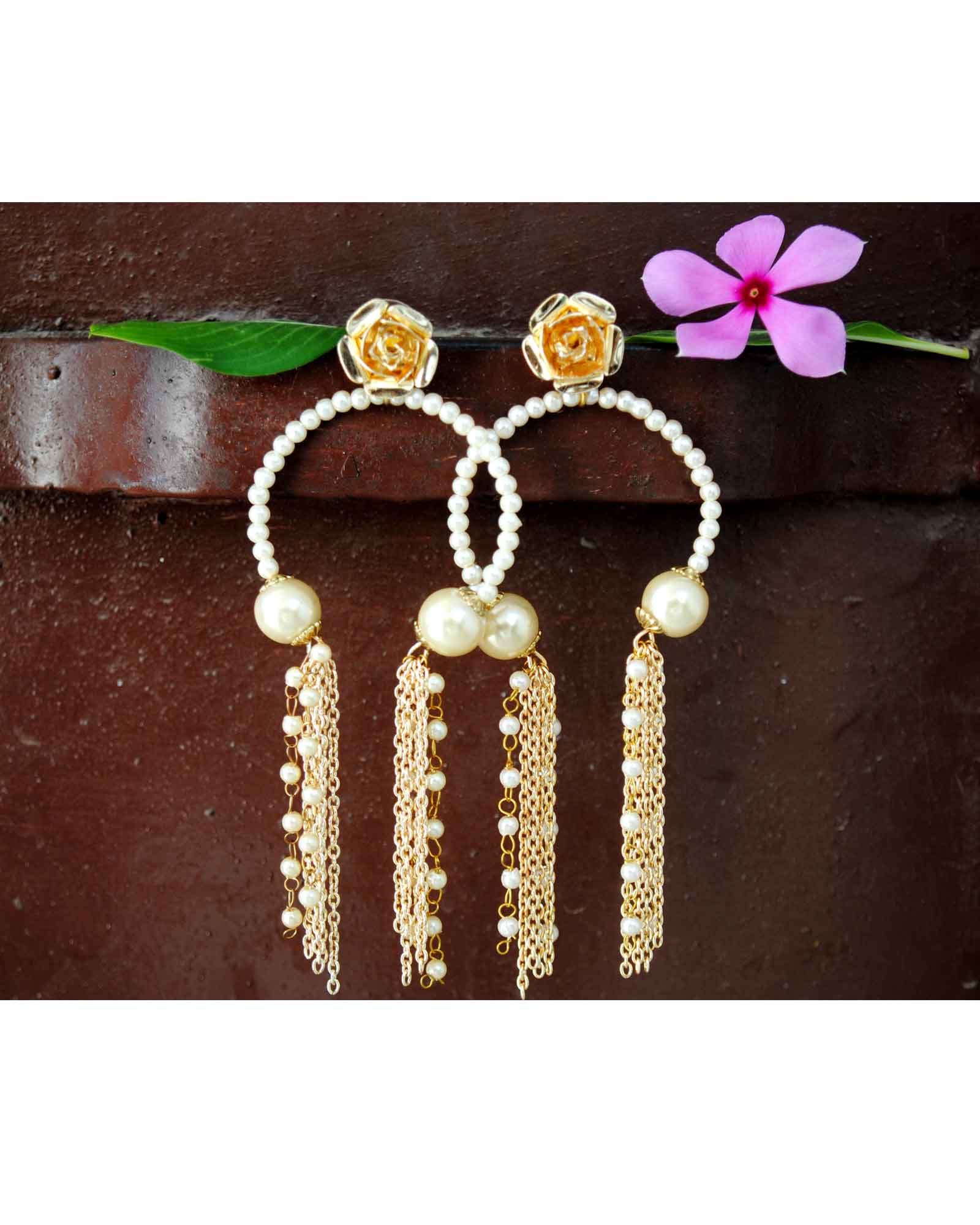 Pearly Inverted Hoops Earrings