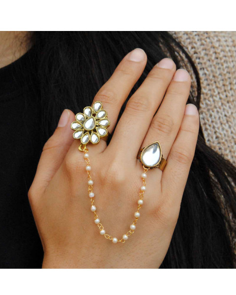 The Dynamic Duo White Pear Ring