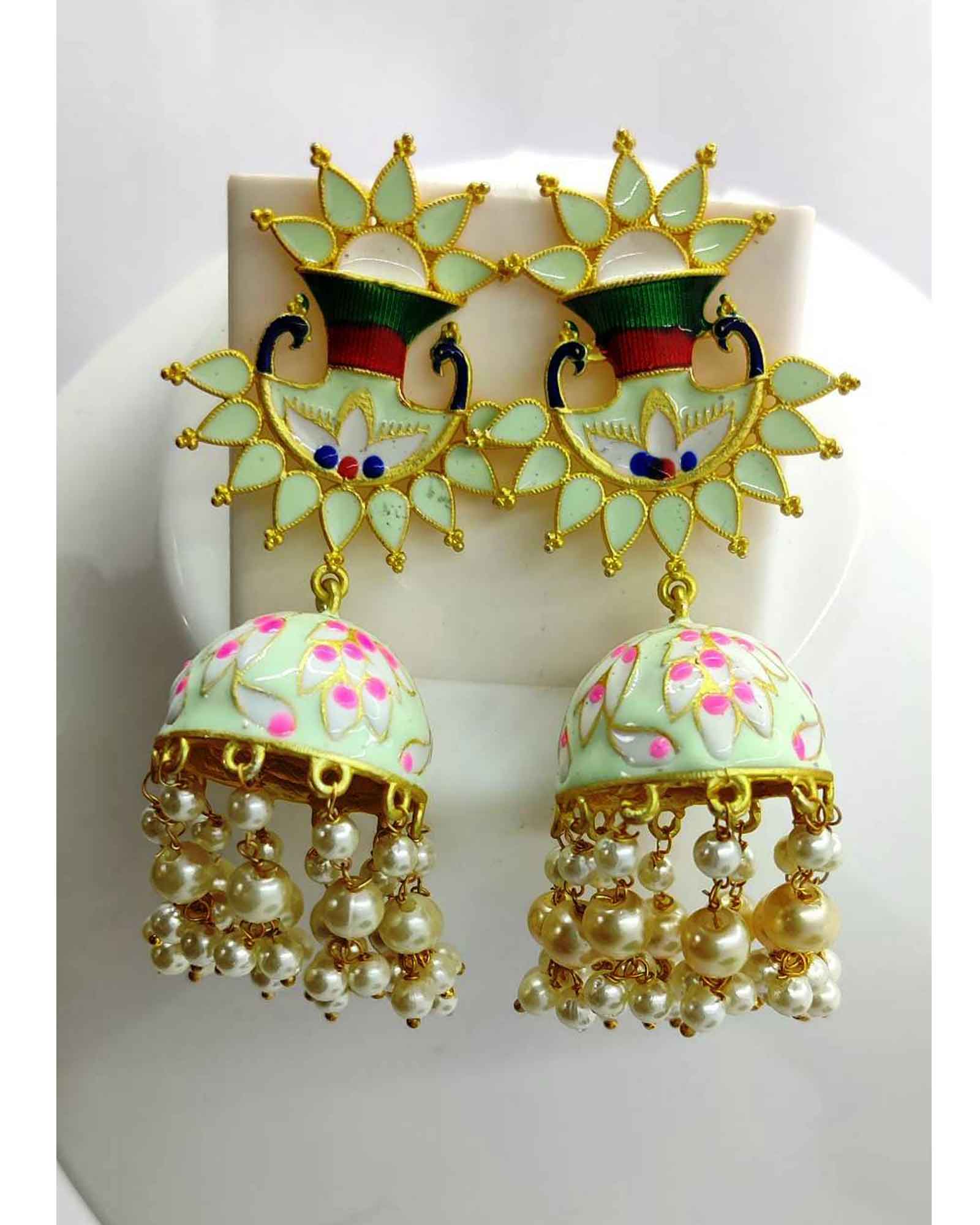 Peacock Inspired Jhumka Earrings