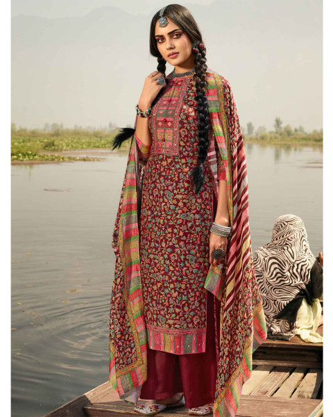 Buy Black Printed Unstitched Dress Material: Online - Lovely Wedding Mall