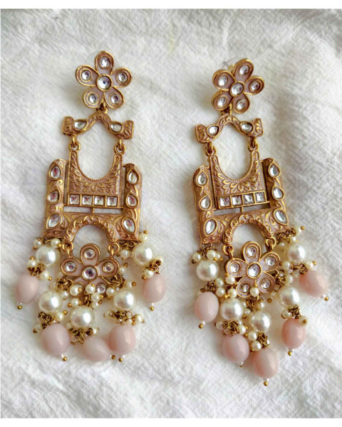 Pearl Beaded Hoop Style Jhumki Earrings  ACCDG1396 from sareecom