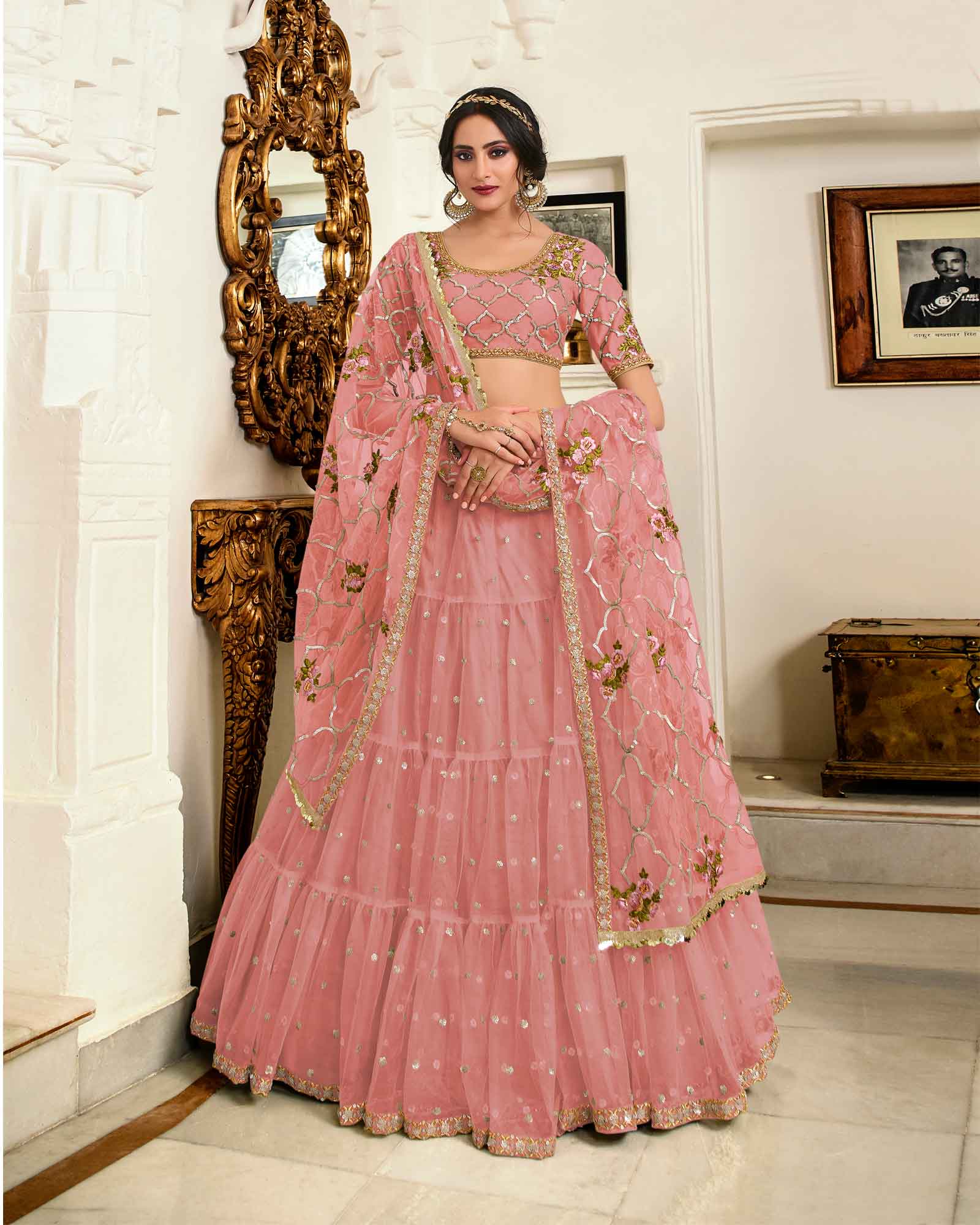 Pastel Multi Colored Embroidered Lehenga Set Design by Seema Gujral at  Pernia's Pop Up Shop 2024