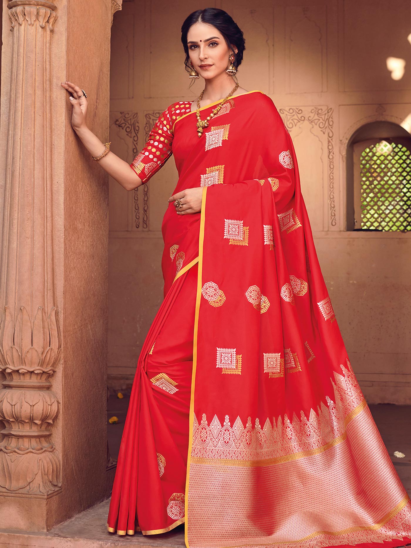 Red Silk Banarasi Saree