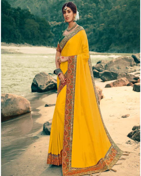 Amazon.com: Yellow Designer wedding Indian Heavy Bead handwork Designer  Woman Silk Saree Sari fancy Blouse 6756 : Clothing, Shoes & Jewelry