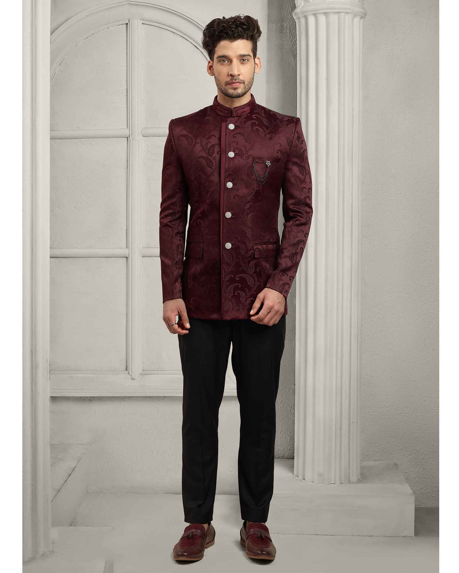 Maroon Resham Thread Jodhpuri Suit - ASP4846/1