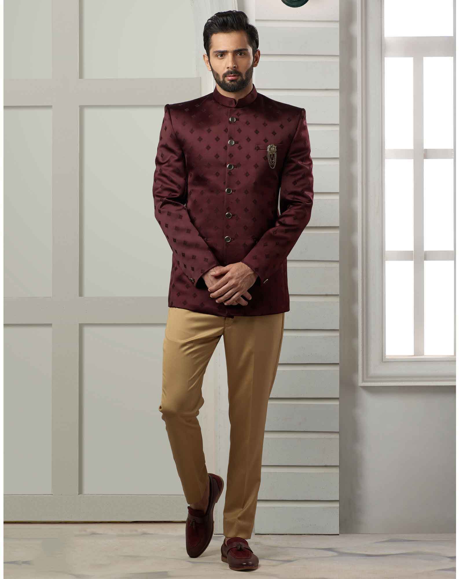 Maroon Resham Thread Jodhpuri Suit - ASP5538/3