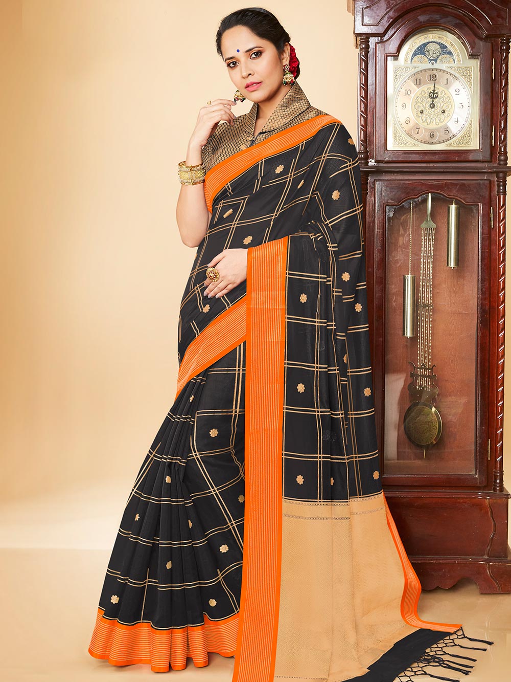 Black Banarasi Silk Jacquard Saree