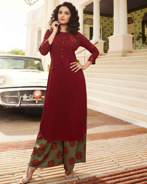 Maroon Indo-Western for Girls – paanericlothing