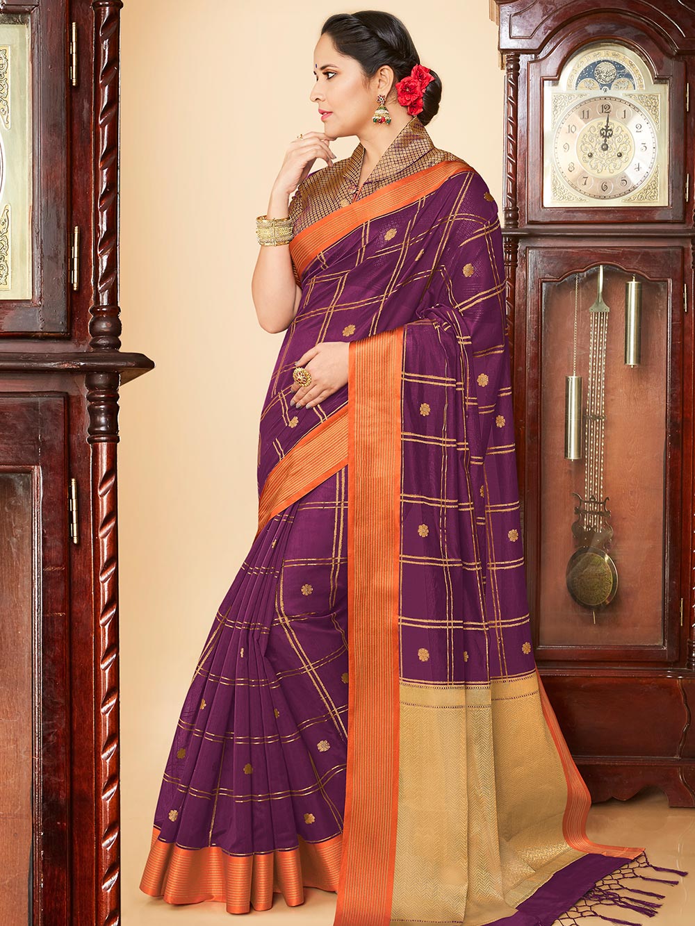 Purple Banarasi Silk Jacquard Saree