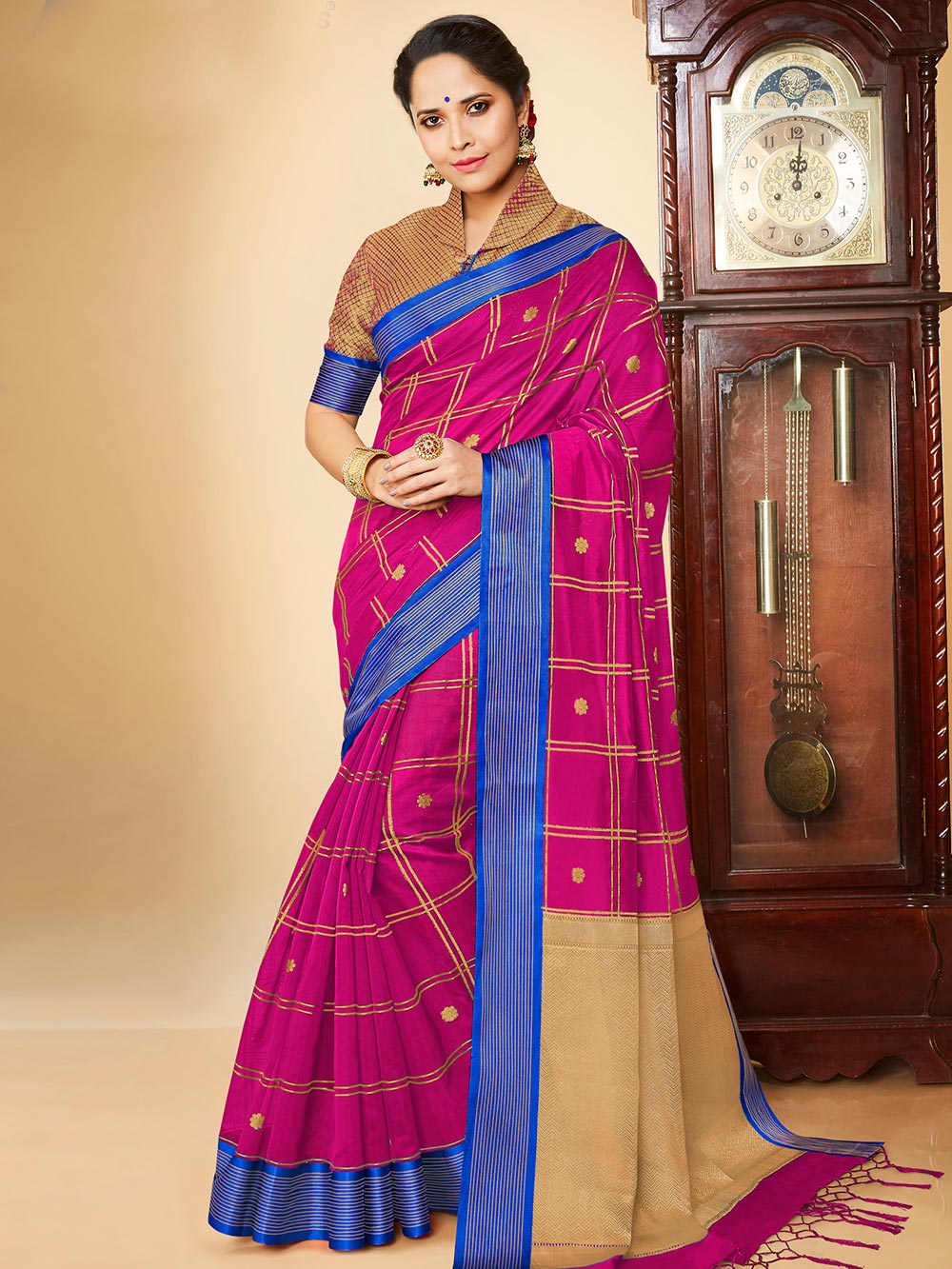 Magenta Banarasi Silk Jacquard Saree