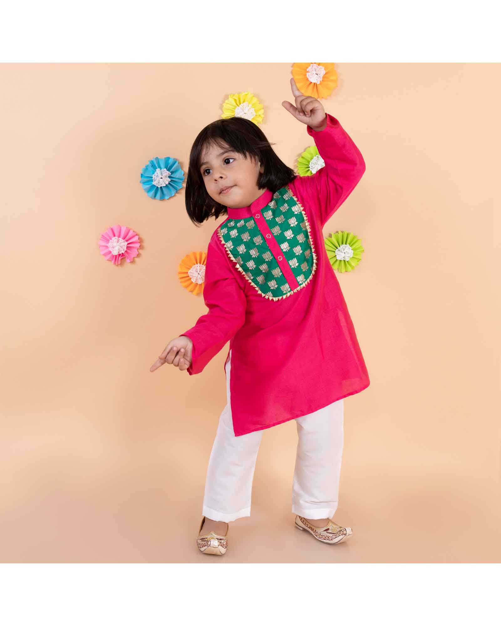 Pink Kurta With White Pajama