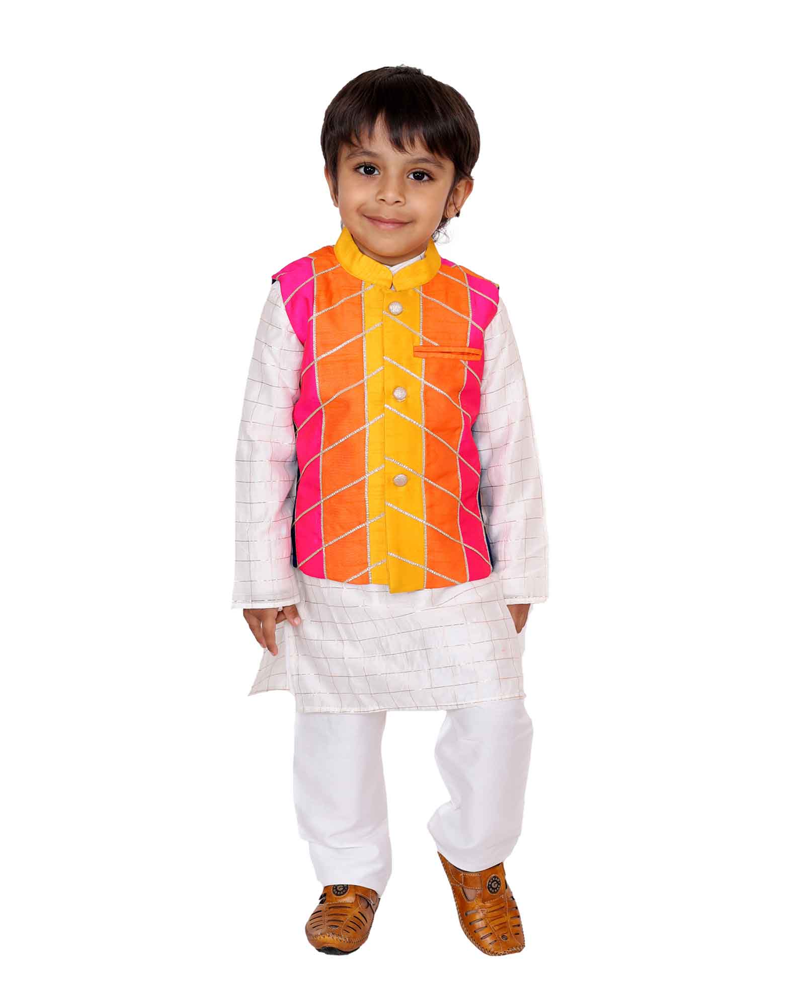 Multi Colour Nehru Jacket With Kurta Set