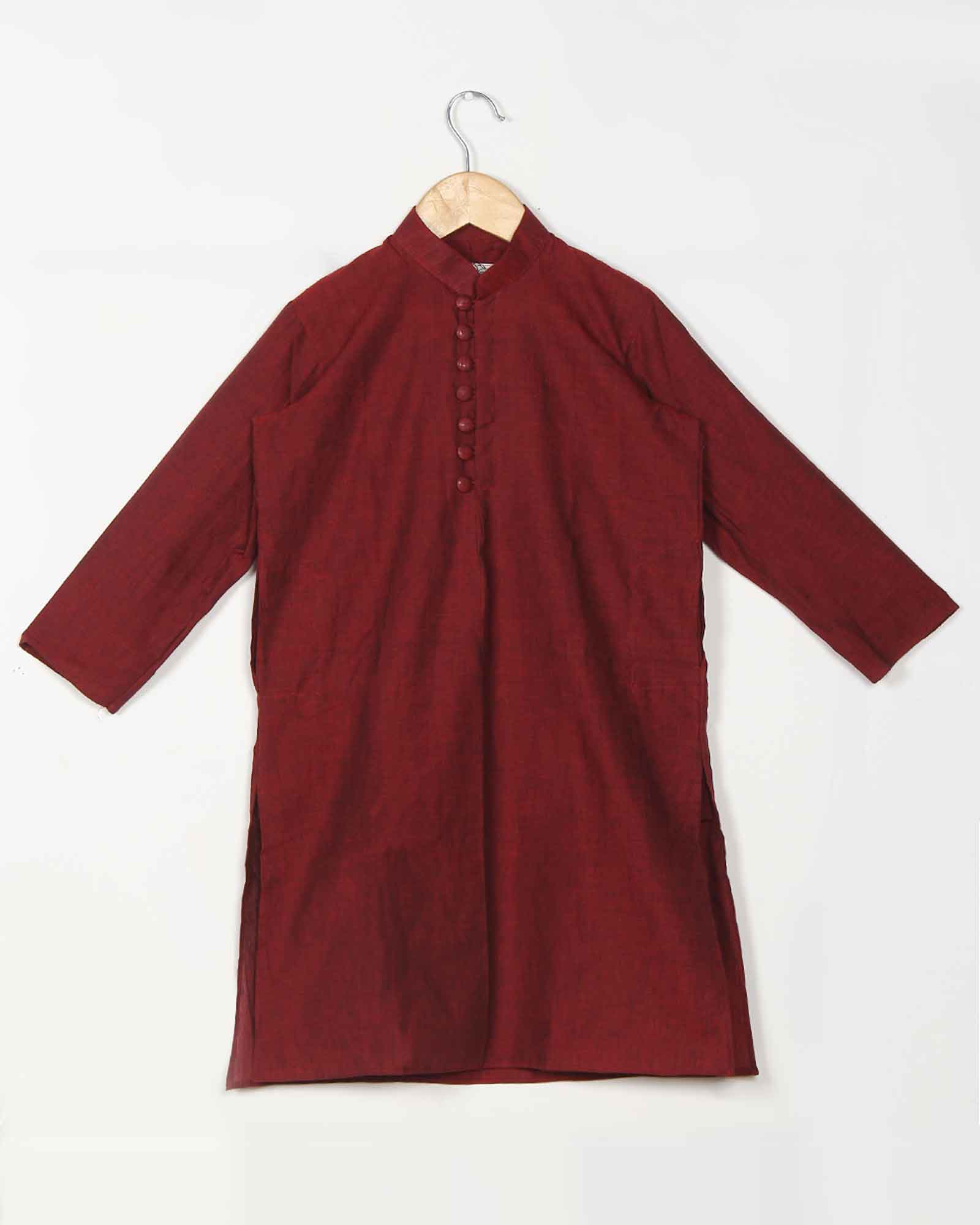 Maroon Coton Kurta Set