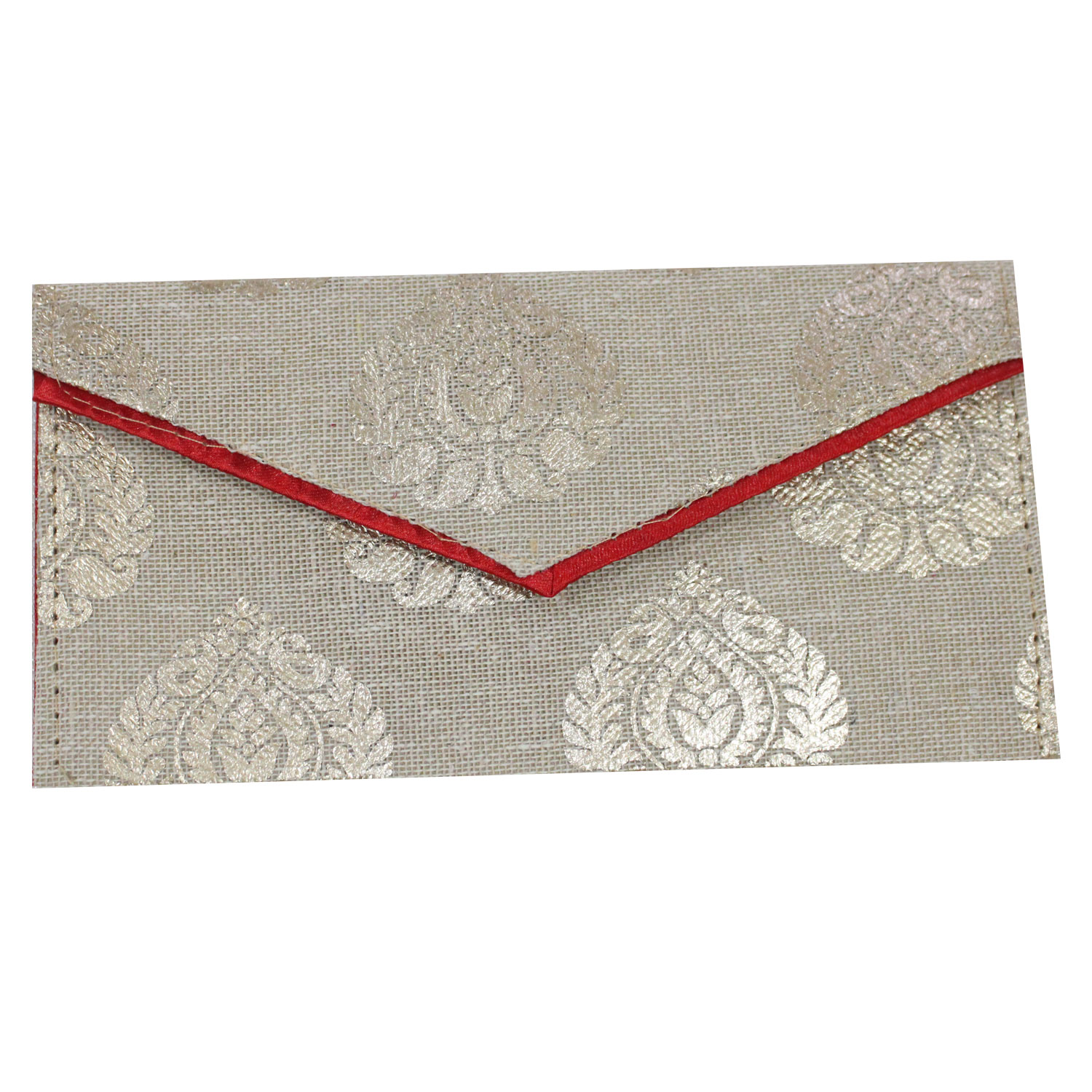 Pack of 5 Off White Printed Jyut Material Money Envelop