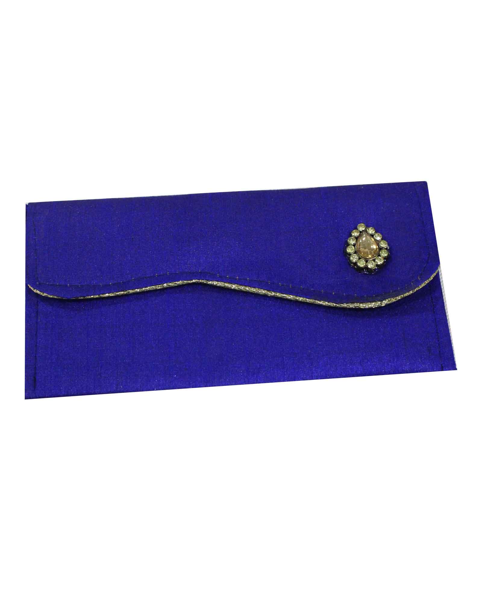 Pack of 5 Blue Satin Matrial Broch Money Envelop
