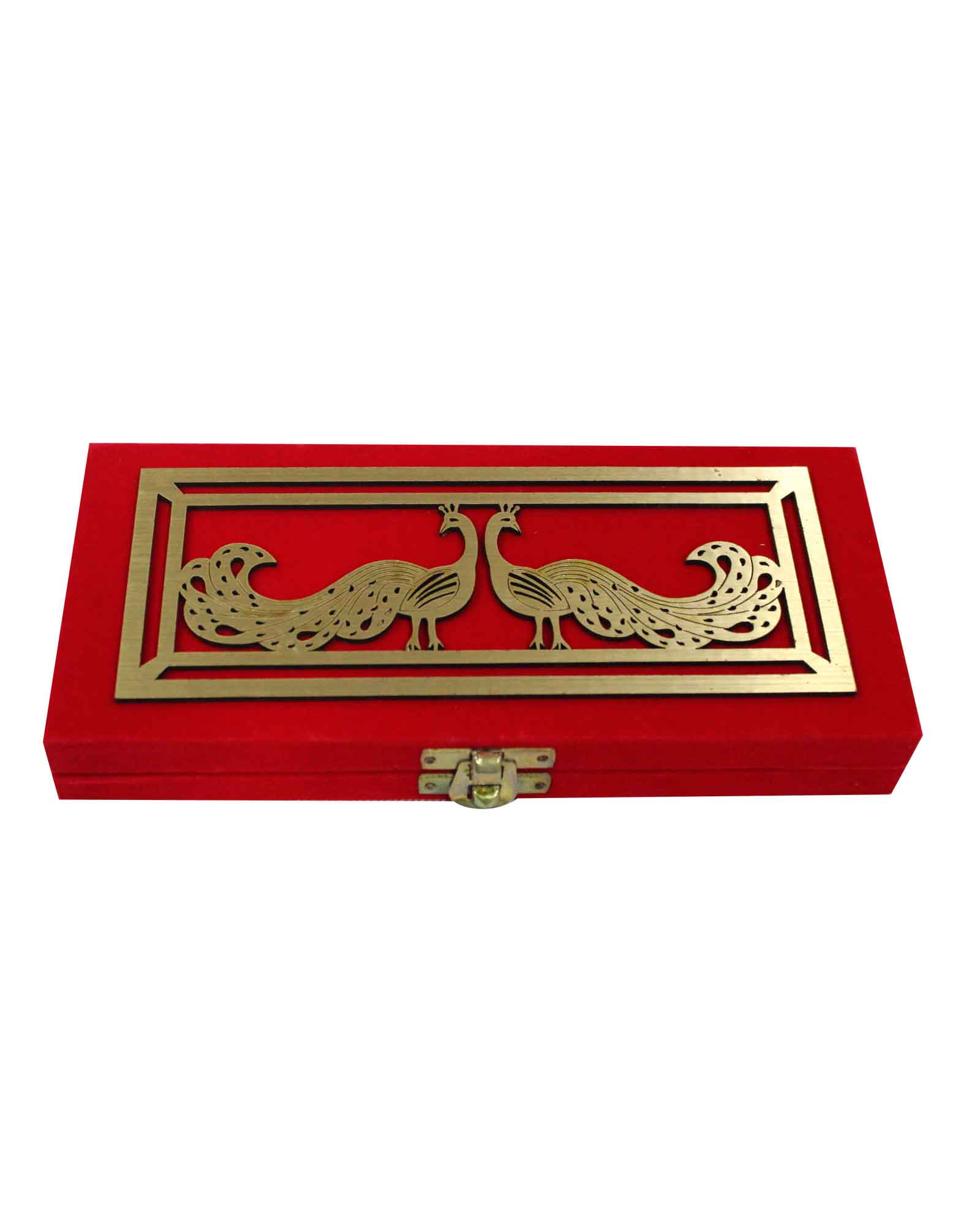 Lasercut Red Velvet Peacock Wooden Money Envelop(box)