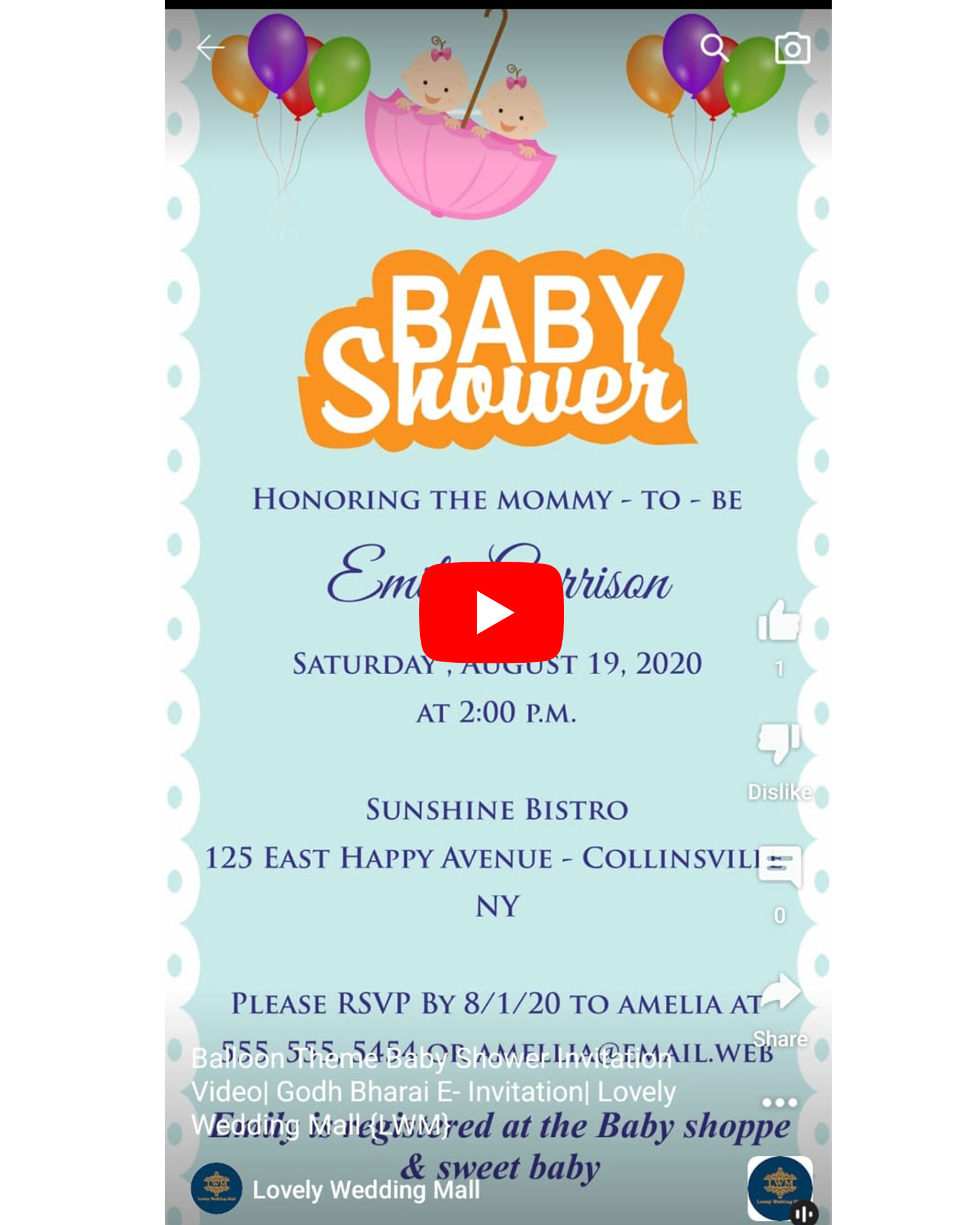 Balloon Theme Baby Shower Video