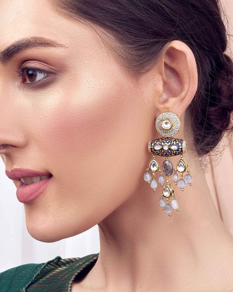 Priyaasi GoldPlated Kundan Traditional Drop Earrings For Women and Girls Grey  Amazonin Fashion
