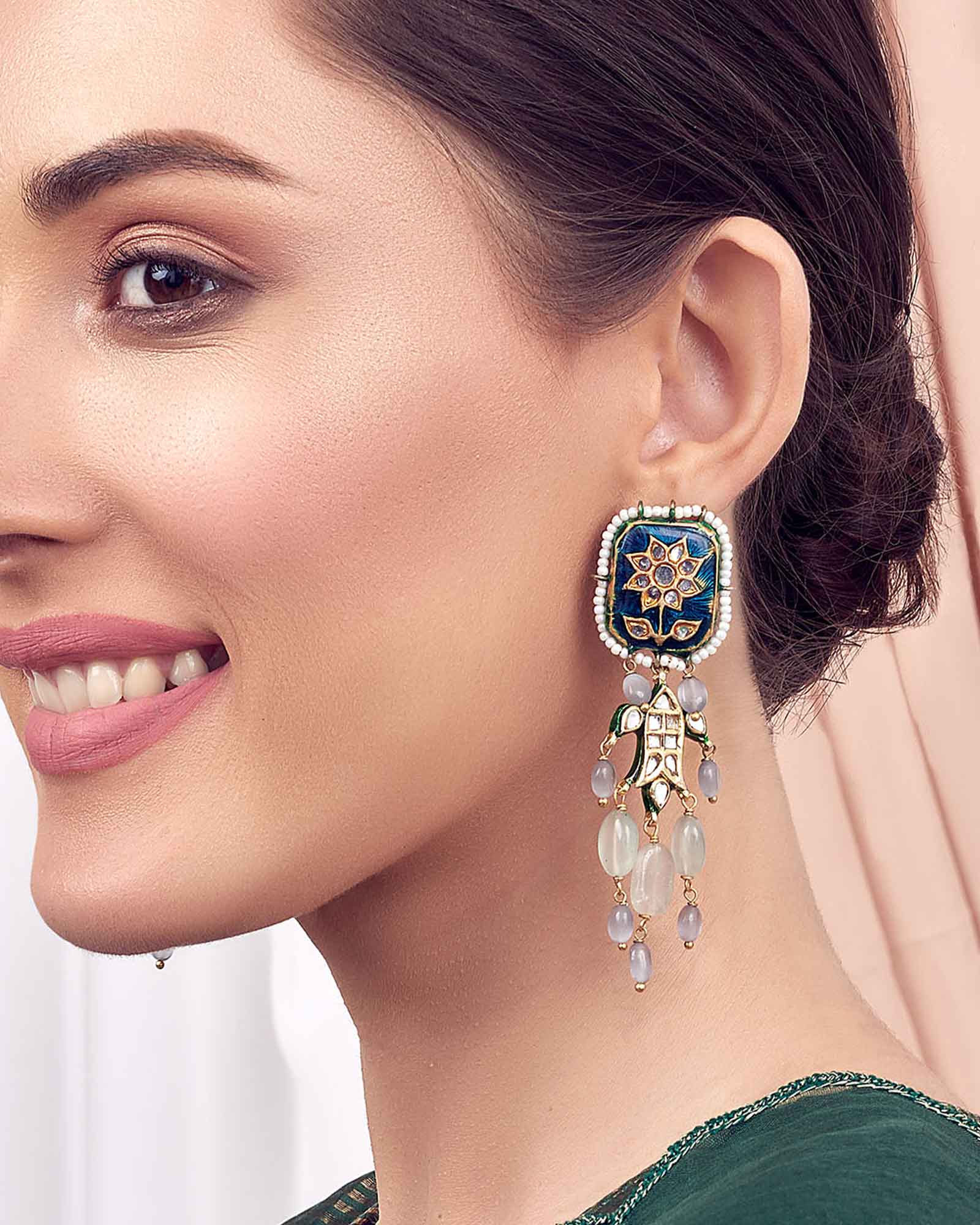 Buy MS Fashion India Beautiful Gold Oxidized Mirror Jhumka Traditional  Pearls Bridal Earrings Online at Best Price | Distacart