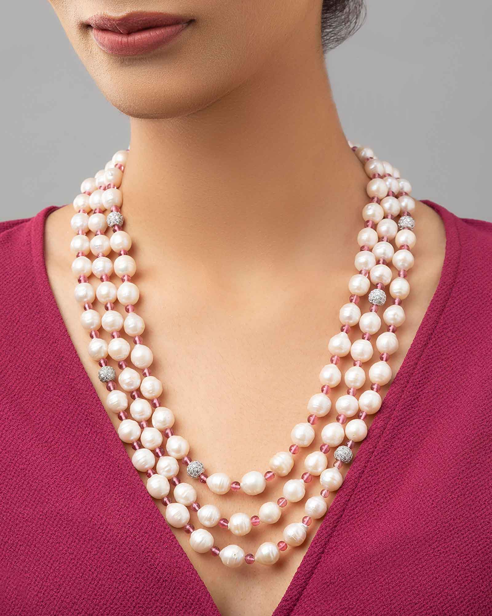 White Baroque Necklace And Agate Beads 