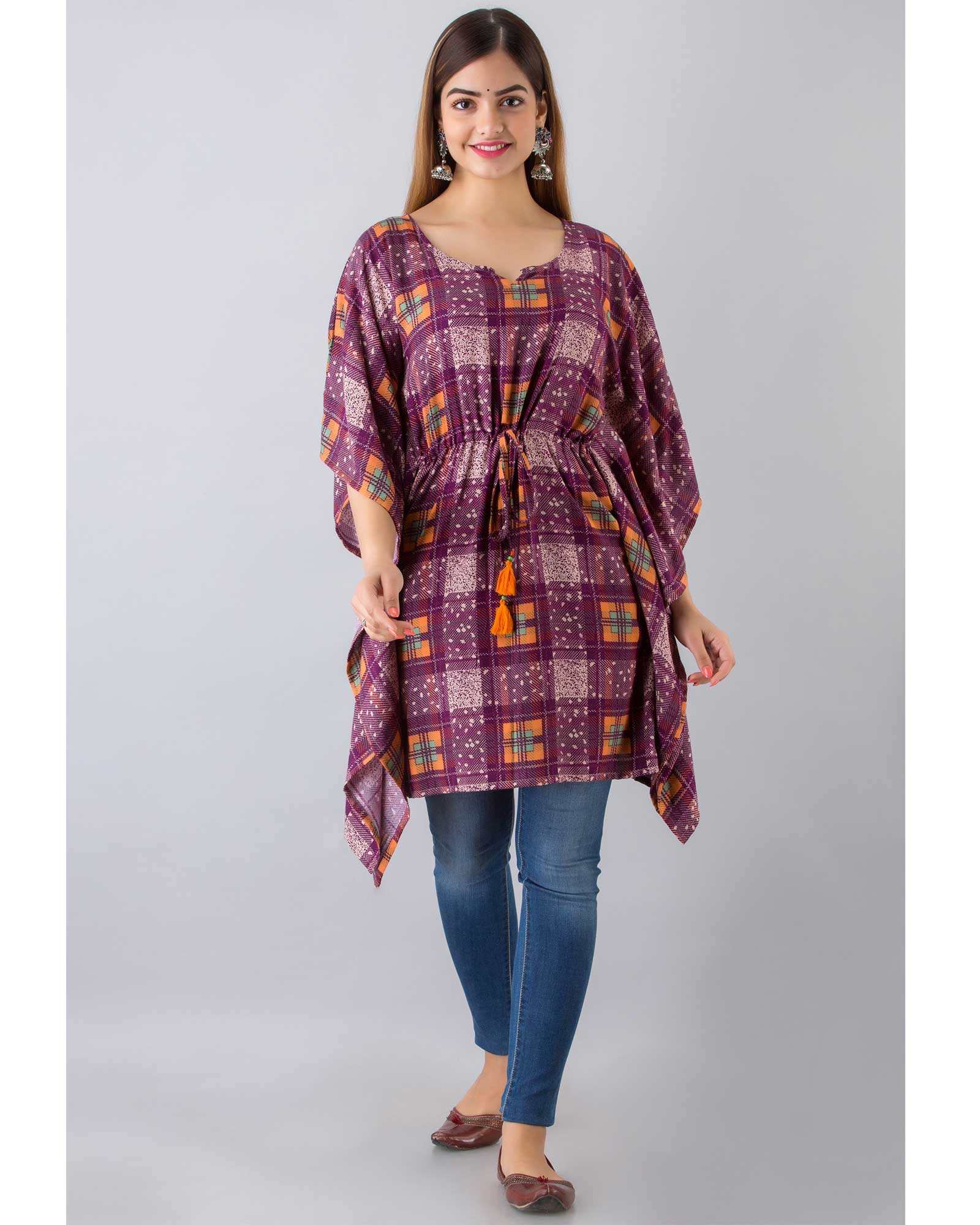 Printed Magenta/Purple Cotton Kaftan Top - Buy Kaftan Online at Best Price  In India 