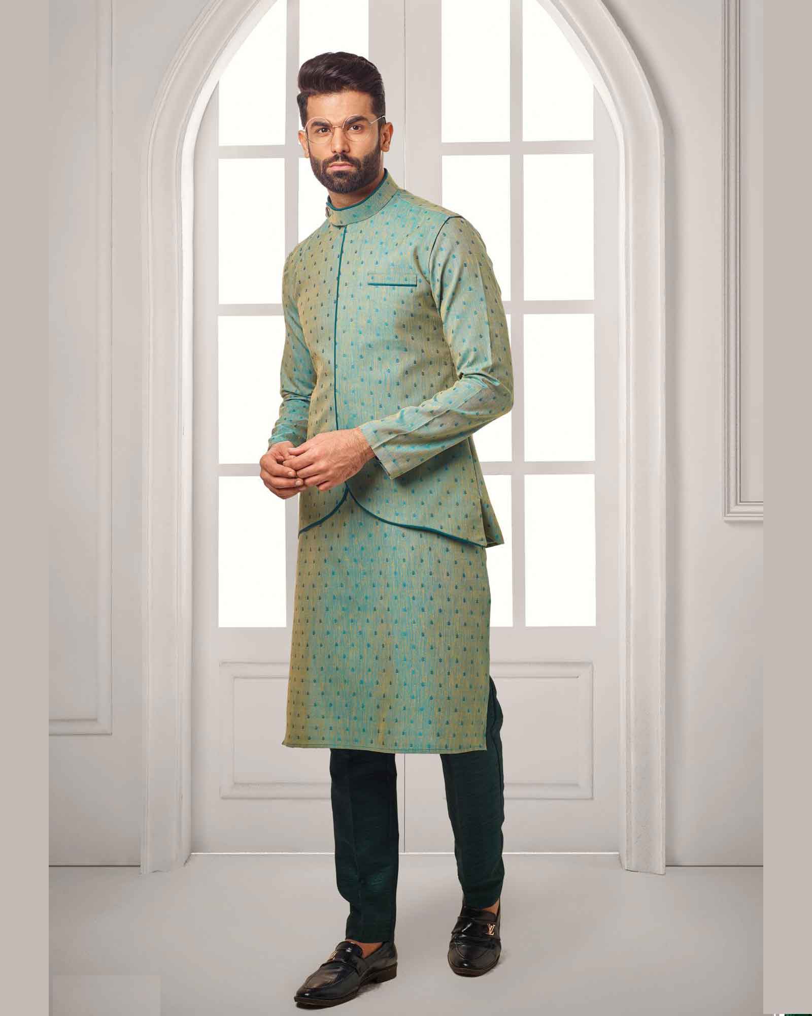 Shining Pista Jacket Kurta Set - JK4824/1