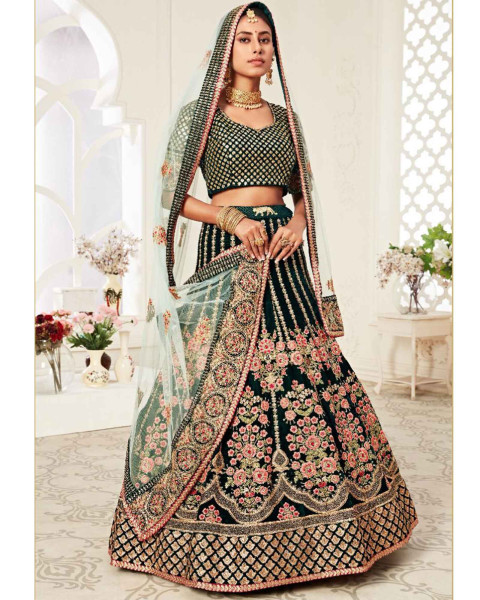 Blue Color Velvet Fabric Designer Lehenga Choli For Wedding Function –  Jillex Fabric
