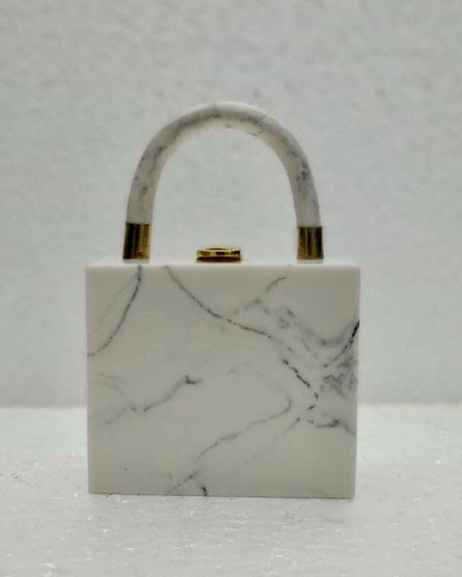 White Marble Mini Bag with Handle