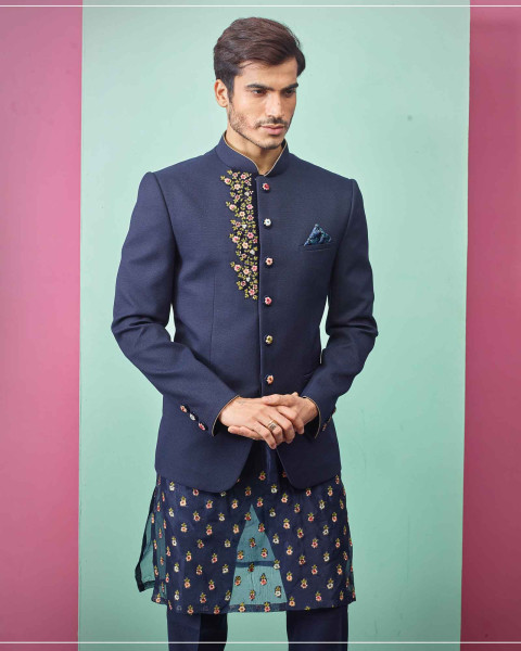 Buy Off-White Zardosi Embroidered Raw Silk Jodhpuri Suit Online | Samyakk