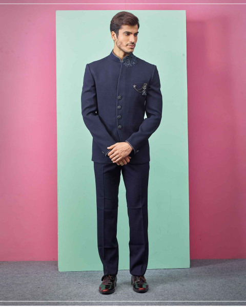 Buy Black Zardosi Embroidered Velvet Jodhpuri Suit Online | Samyakk