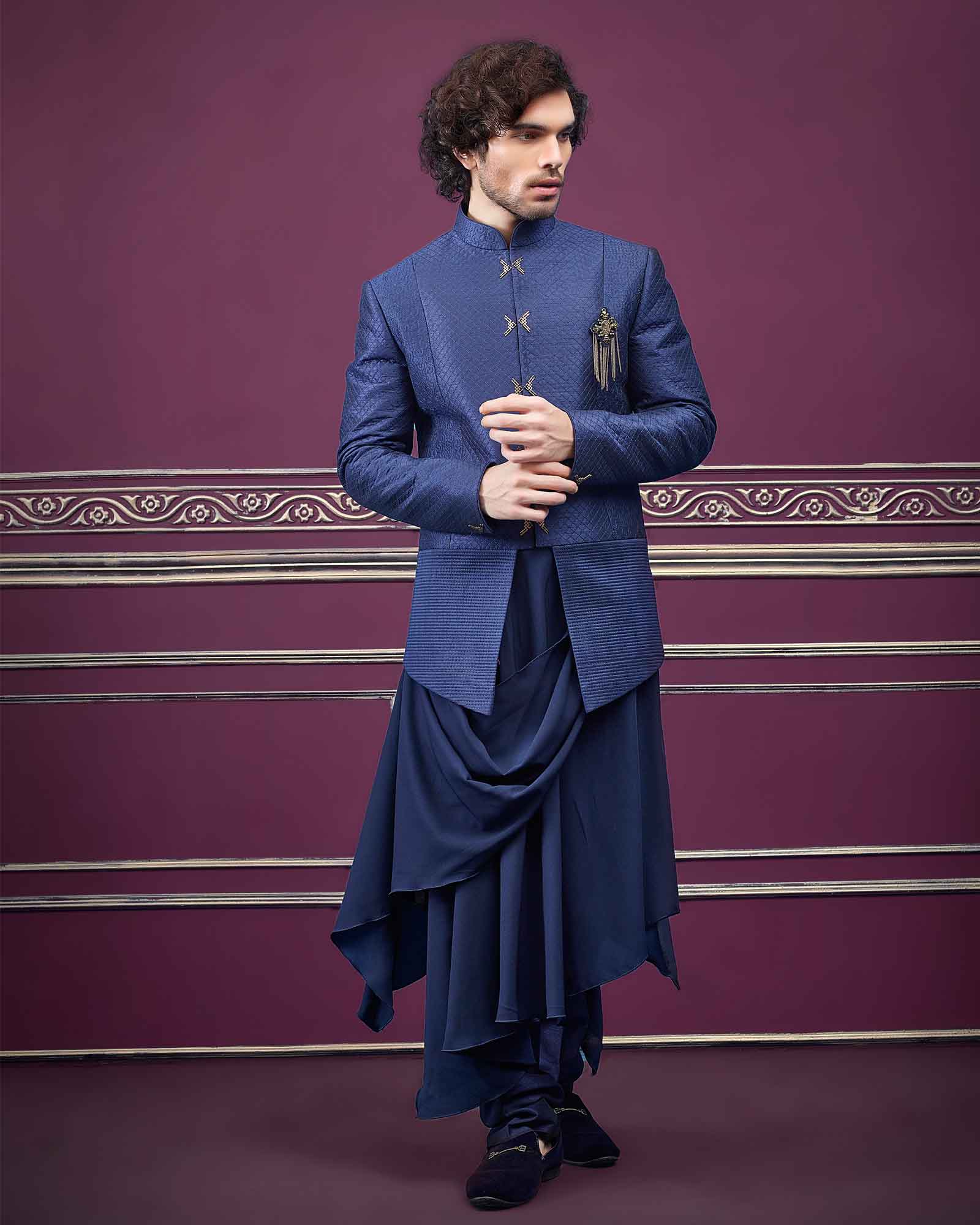 Buy Satin Fancy Jodhpuri Suit in Multi Colour Online